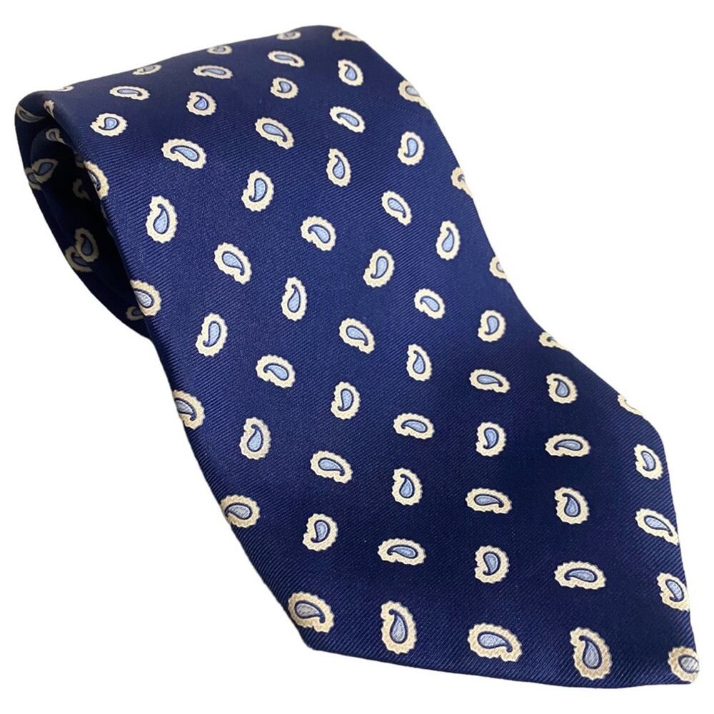 Brooks Brothers Makers Blue Paisley Tie 100% Silk Made in the USA